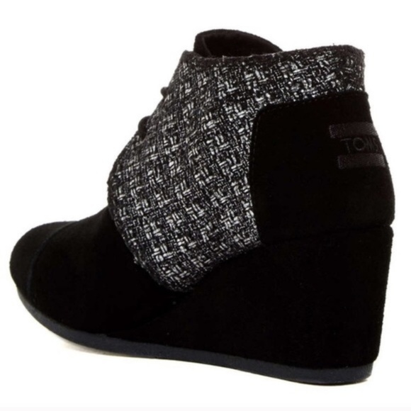 toms // black metallic bouclé wedge booties - Picture 2 of 3